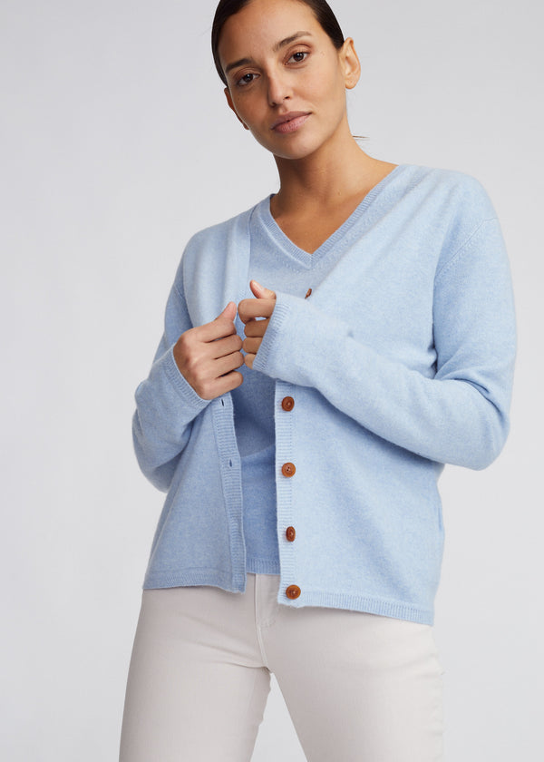 Boxy V Cardigan Baby Blue