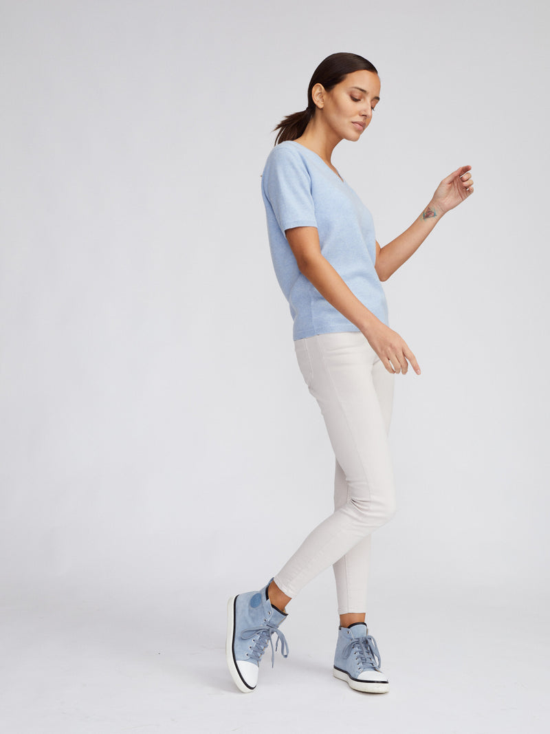 V Neck Shortsleeve Baby Blue