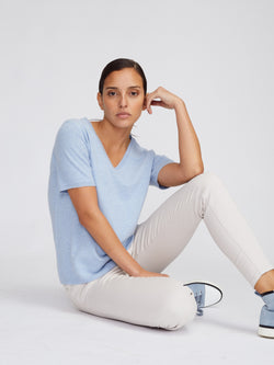 V Neck Shortsleeve Baby Blue