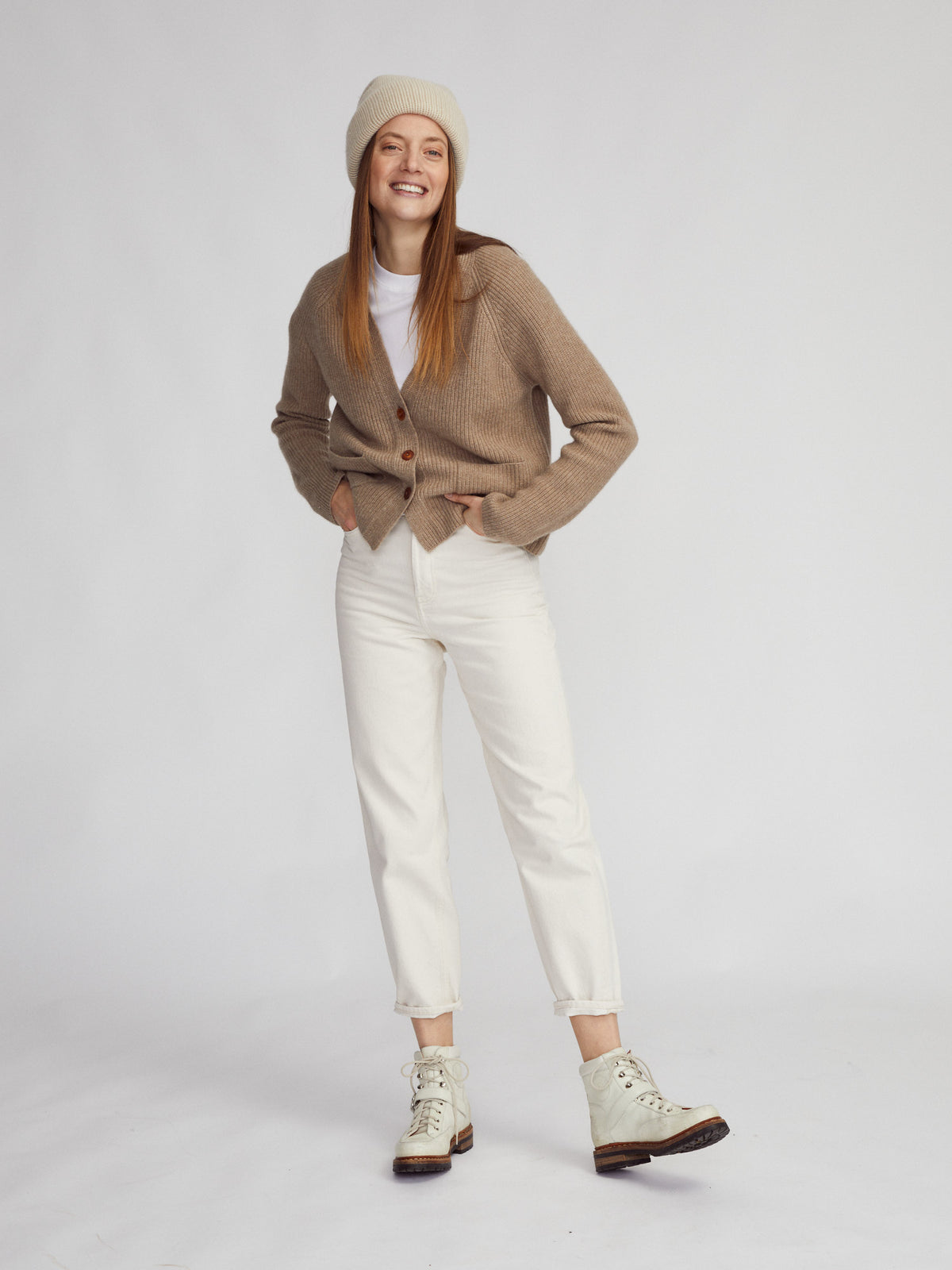 V-Neck Short Cardigan Oversize - Nature
